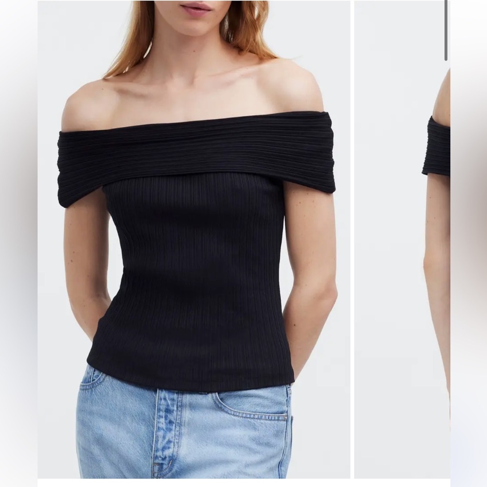 Madewell Rib Off the Shoulder Top Red Size Large